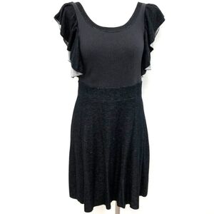 FREE PEOPLE Women's Dress Ruffle Sleeves  Deep Low Back Black‎ Grey Large